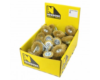 Box of Assorted Small Crimped Wire Cup Brushes and Wheels